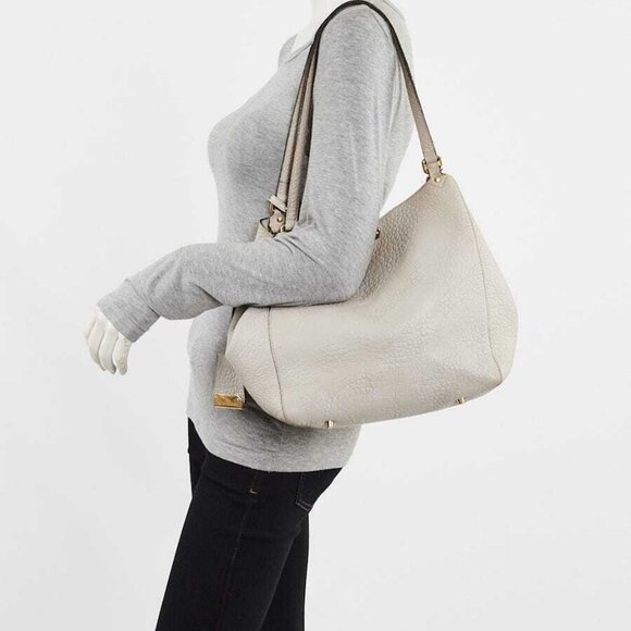 Burberry Grey Embossed Check Leather Small Canterbury Tote Bag - Picture 3 of 12